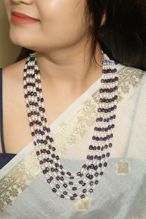 Purple_White_Beaded_Layered_Necklace_for_Women
