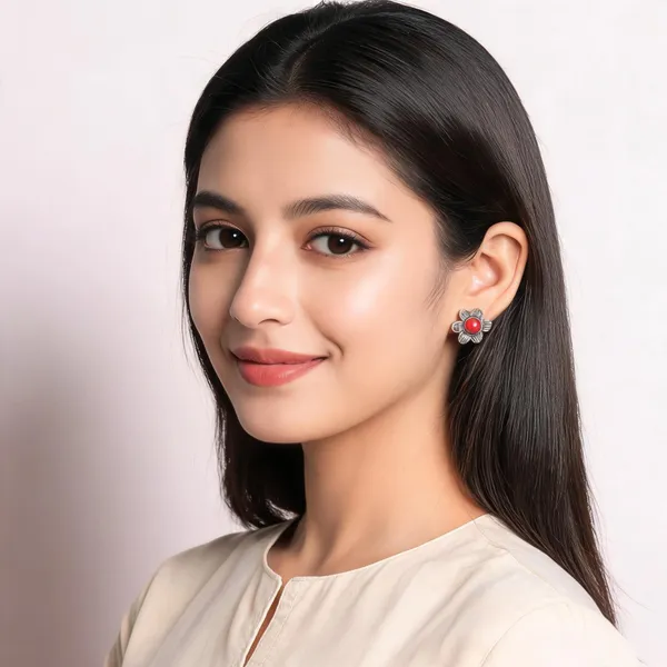 Silver-Toned_Floral_Stud_Earrings_for_Women