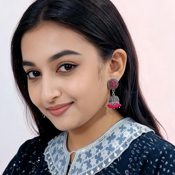 Silver_Tone_Floral_Jhumka_Earrings_for_Women