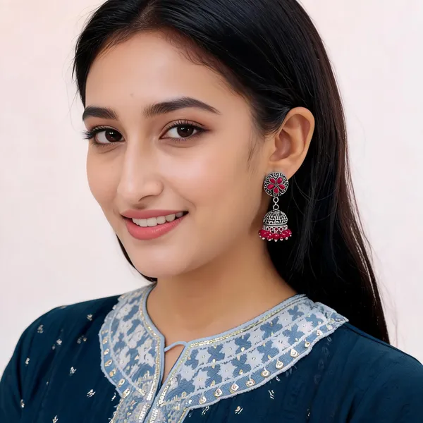 Silver_Tone_Floral_Jhumka_Earrings_for_Women