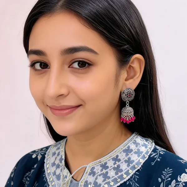 Silver-Tone_Oxidised_Floral_Jhumka_Earrings_for_Women