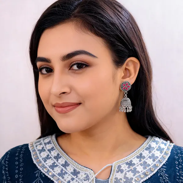 Silver_Oxidized_Floral_Jhumka_Earrings_for_Women