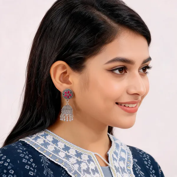 Silver_Oxidized_Floral_Jhumka_Earrings_for_Women