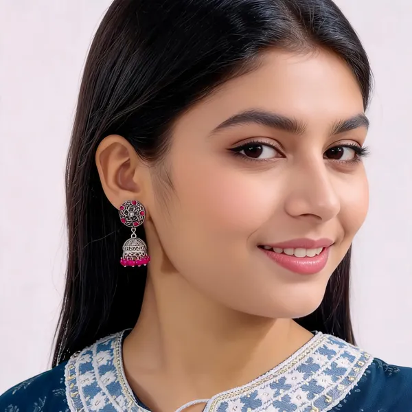 Silver_Oxidized_Stone_Studded_Jhumka_Earrings_for_Women
