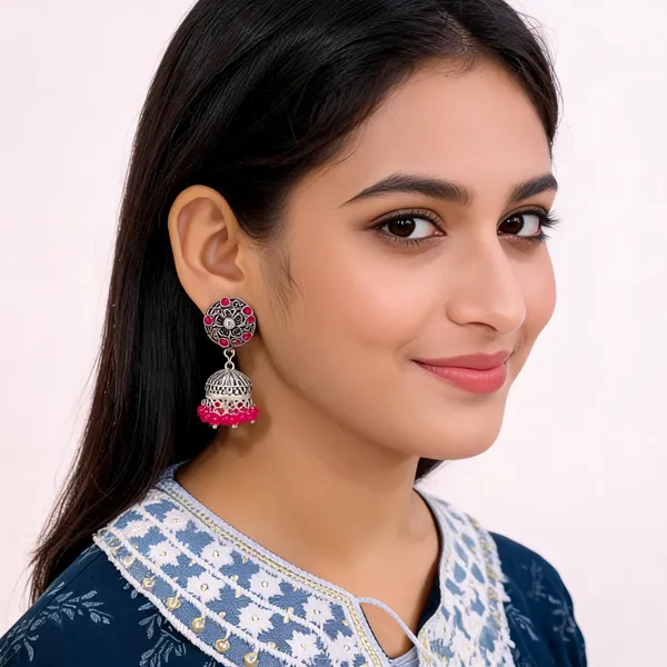 Silver_Oxidized_Stone_Studded_Jhumka_Earrings_for_Women