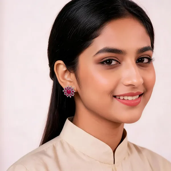 Silver_Tone_Floral_Stud_Earrings_for_Women