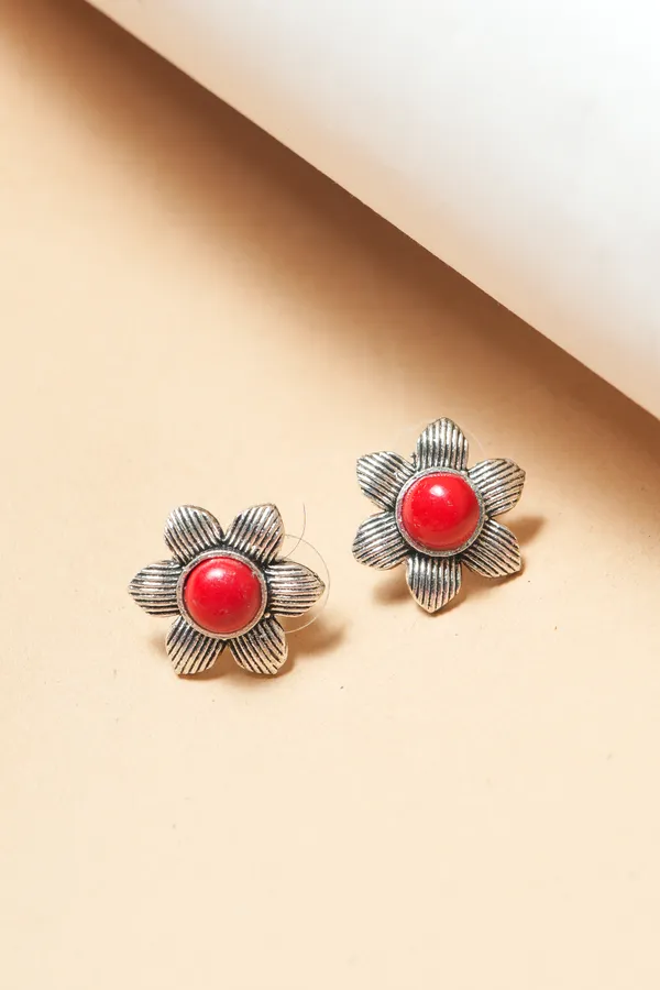 Silver-Toned_Floral_Stud_Earrings_for_Women