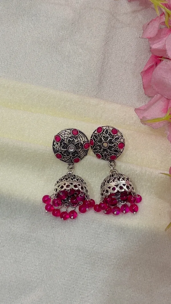 Silver_Oxidized_Stone_Studded_Jhumka_Earrings_for_Women