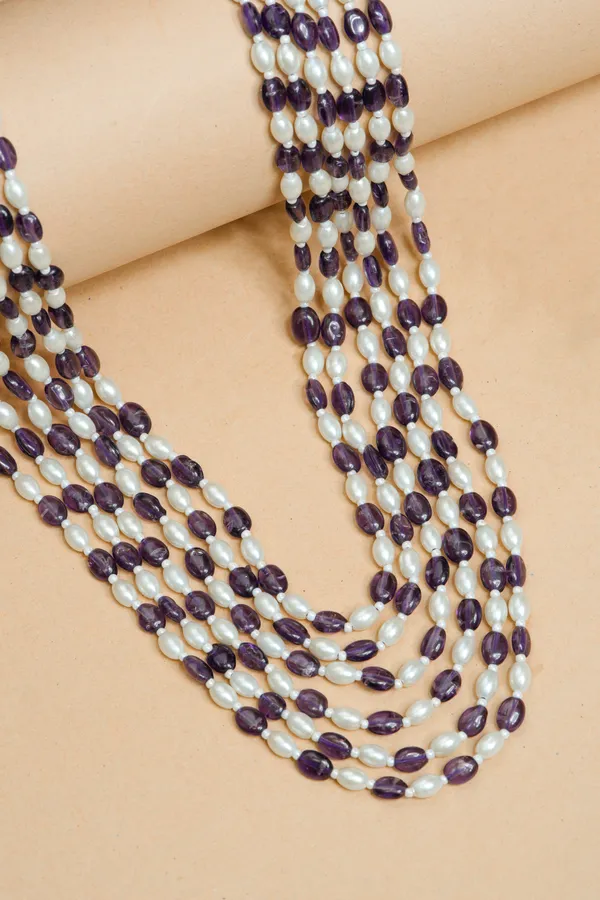 Purple_White_Beaded_Layered_Necklace_for_Women