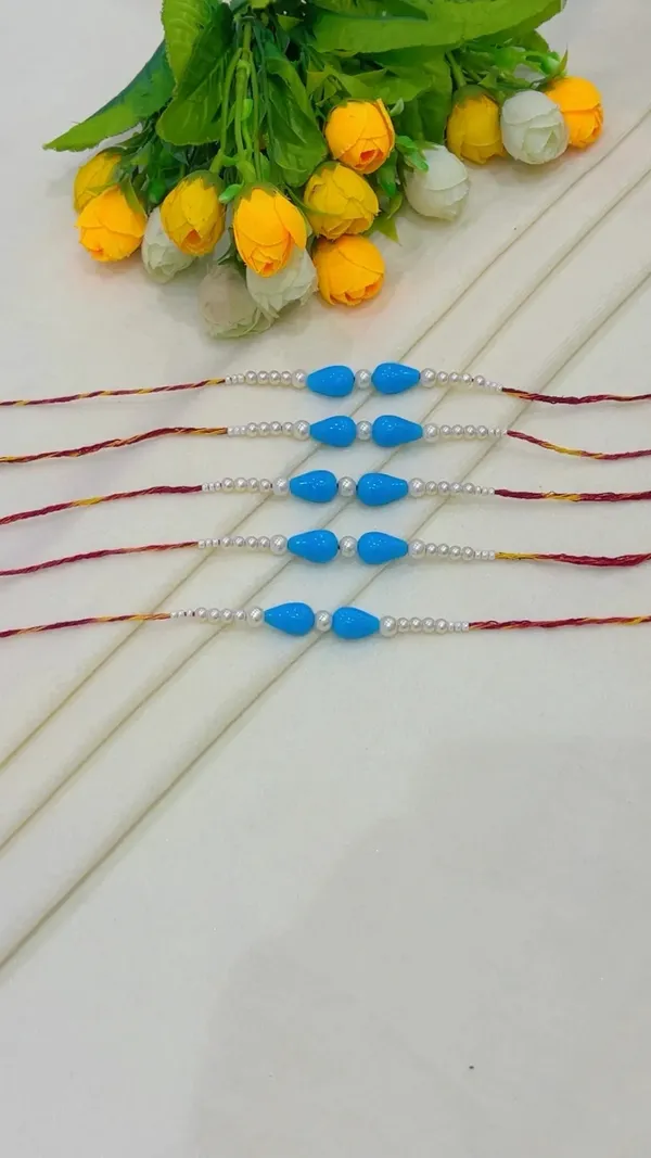 Blue_Beaded_Thread_Rakhi_Set_Of_5_for_Brothers