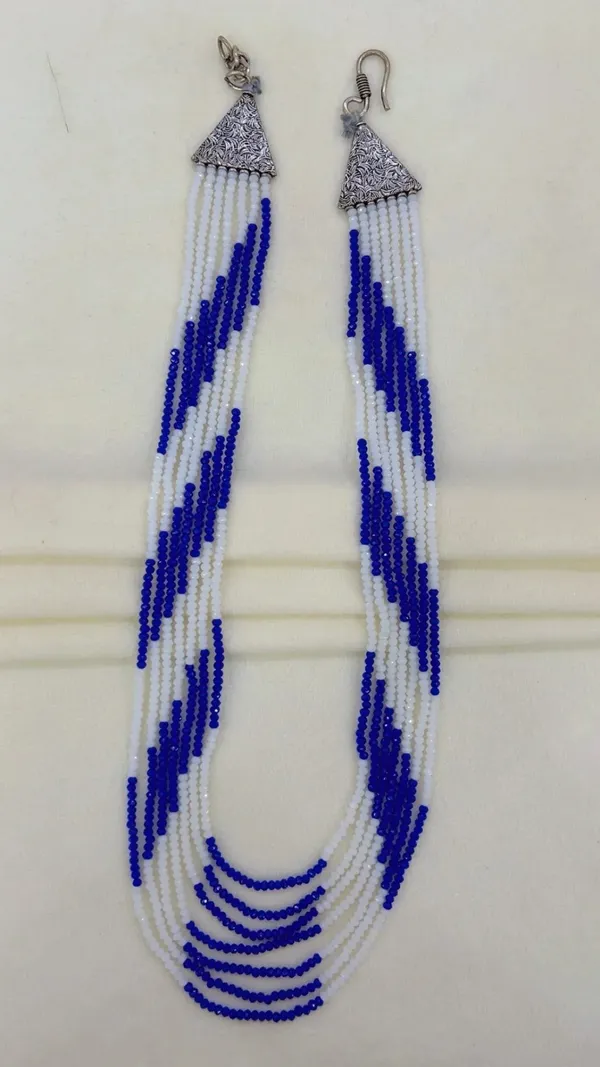 Blue_And_White_Beaded_Multi-Strand_Necklace_for_Women