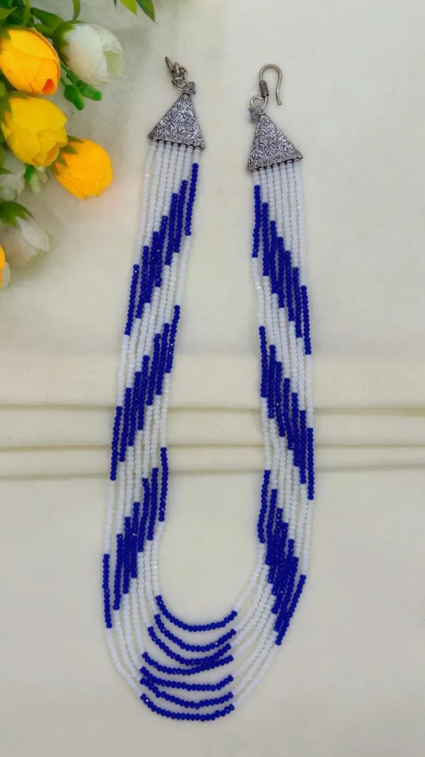Blue_And_White_Beaded_Multi-Strand_Necklace_for_Women