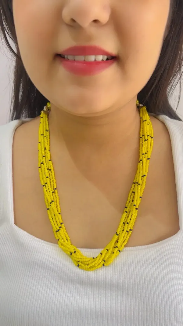 Yellow_Beaded_Multistrand_Necklace_for_Women