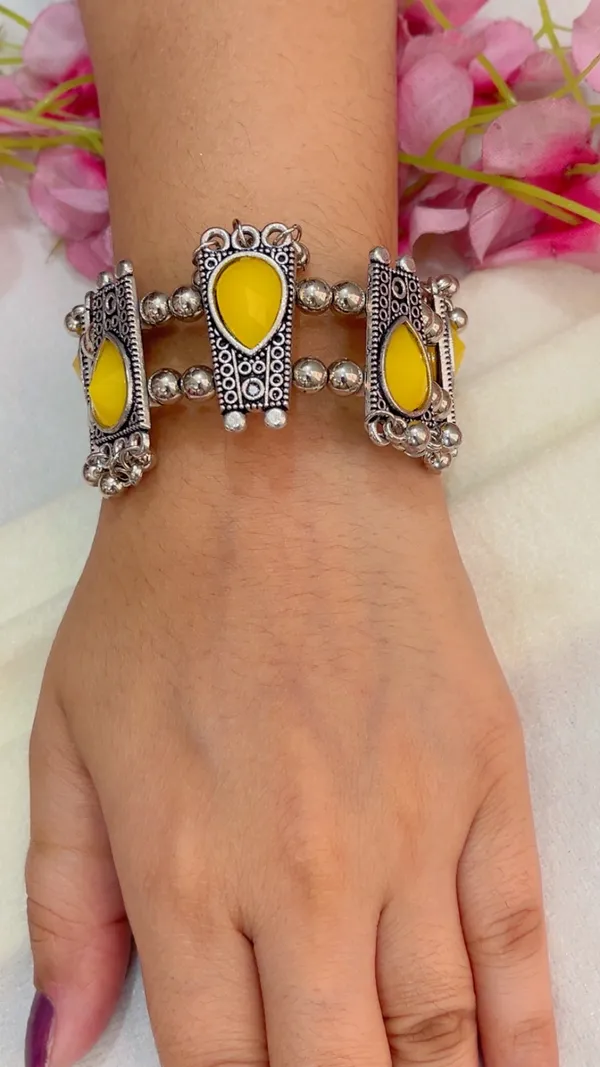 Silver_Oxidised_Beaded_Bracelet_For_Women