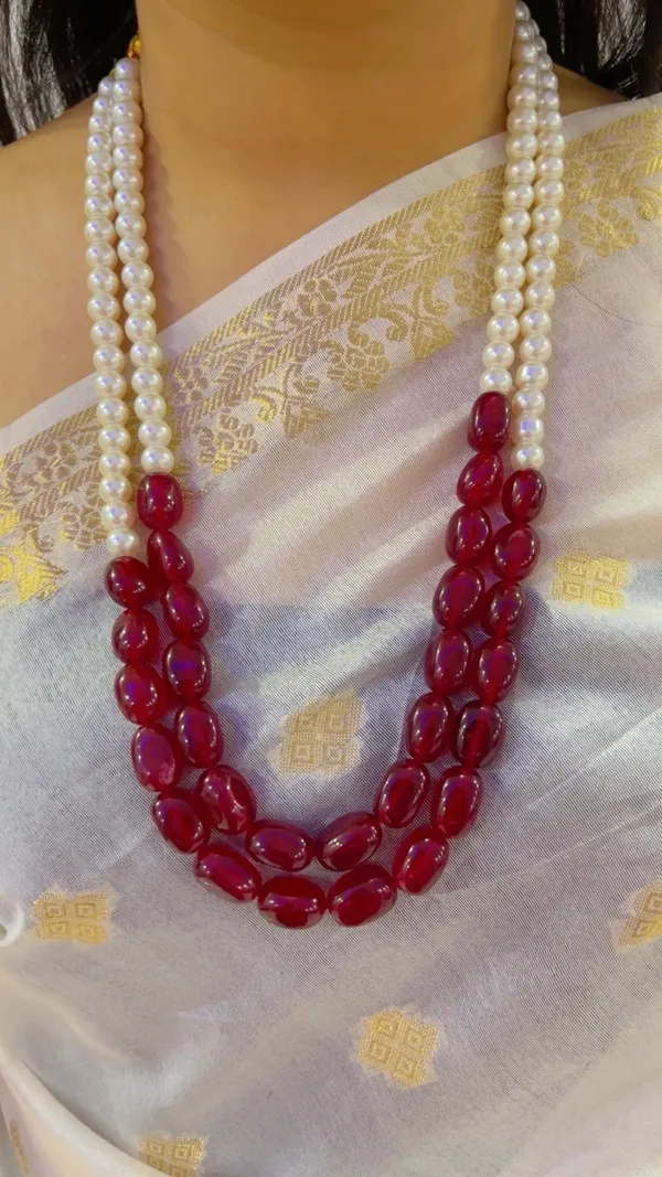 Red_Pearl_Beaded_Necklace_And_Earrings_Set_For_Women