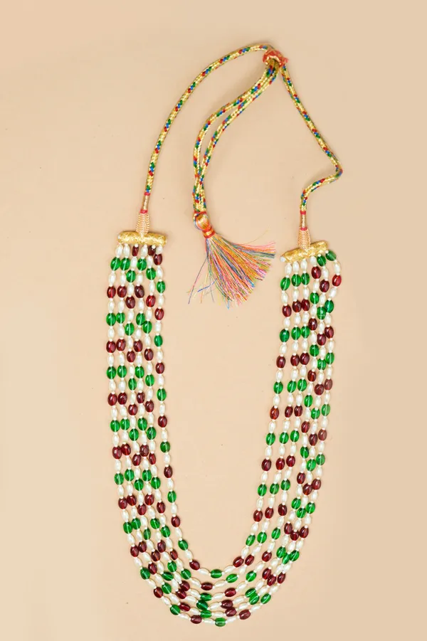 Red_Green_White_Beaded_Multistrand_Necklace_for_Women
