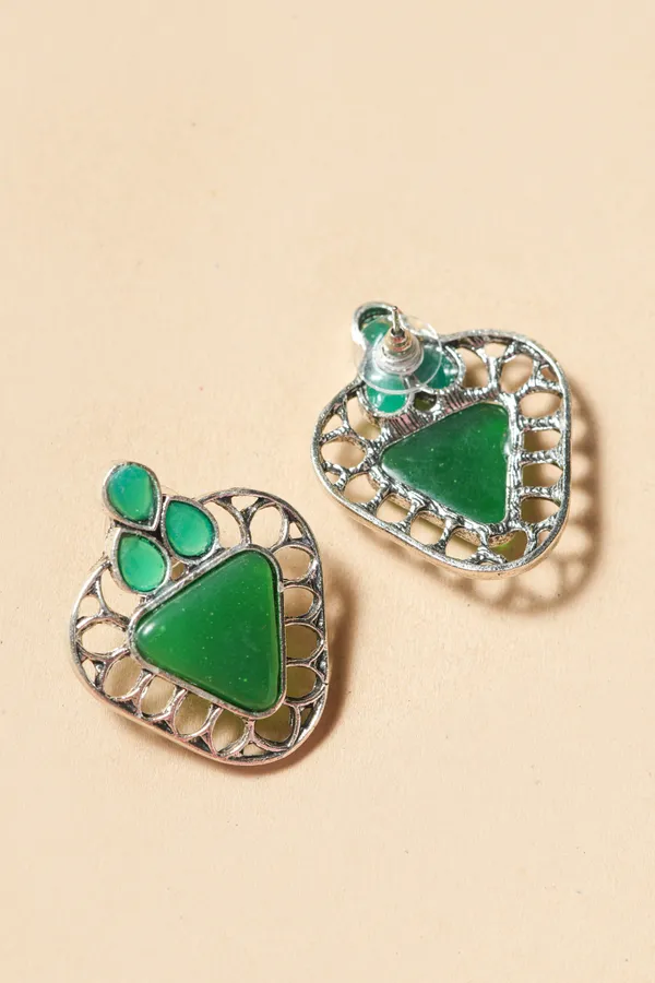 Green_Stone_Filigree_Stud_Earrings_for_Women