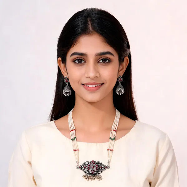 Silver_Oxidized_Beaded_Necklace_And_Jhumka_Earrings_Set_for_Women