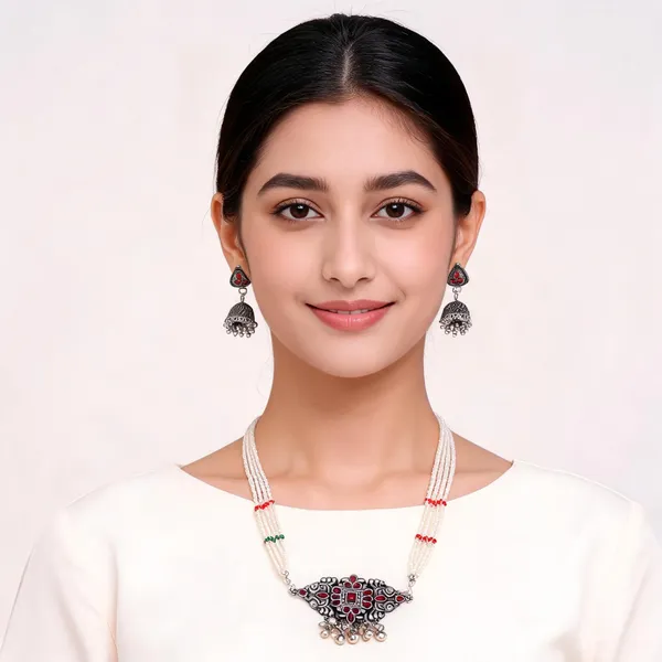 Silver_Oxidized_Beaded_Necklace_And_Jhumka_Earrings_Set_for_Women