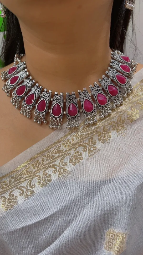 Red_Stone_Oxidised_Necklace_Set_for_Women