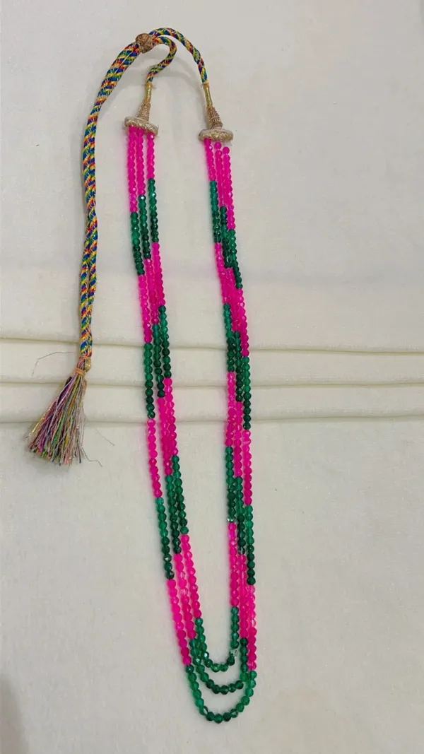 Pink_Green_Beaded_Layered_Necklace_For_Women