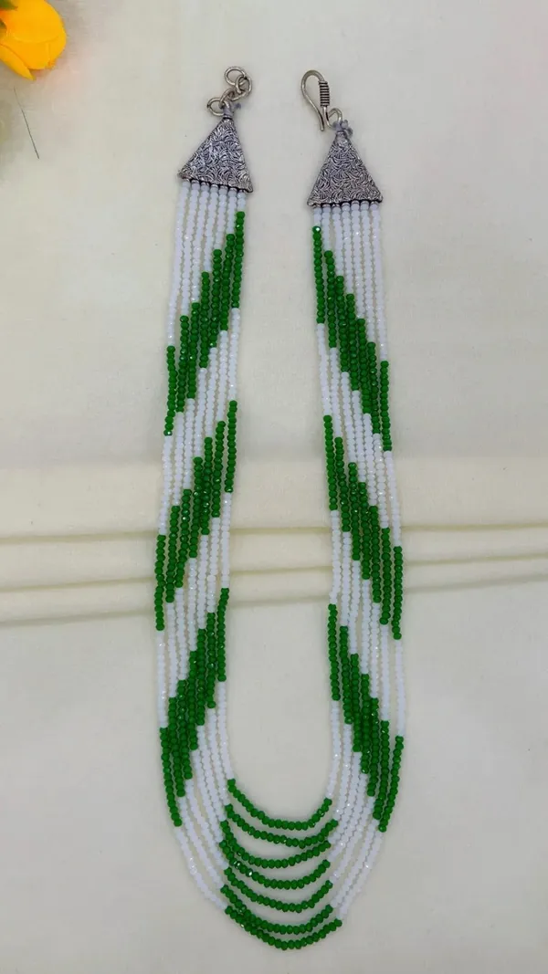 Green_And_White_Beaded_Multi-Strand_Necklace_for_Women