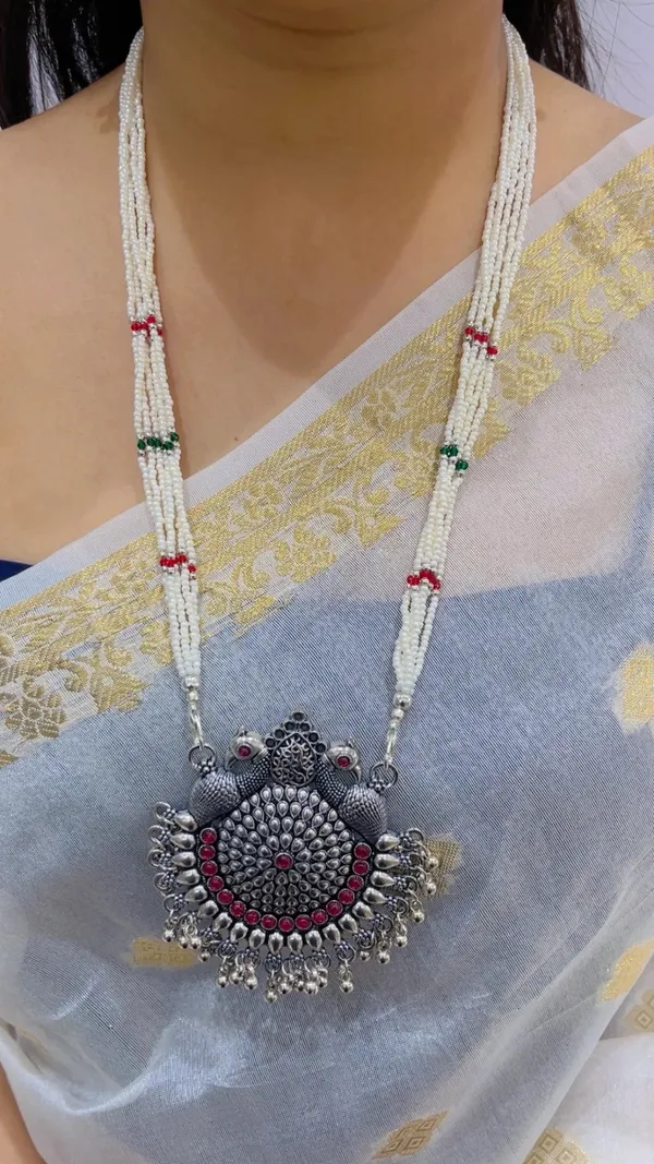 Silver-Tone_Beaded_Oxidized_Necklace_Set_for_Women
