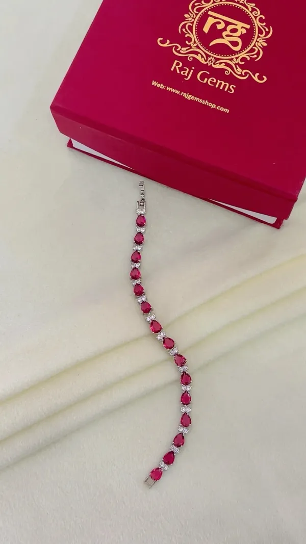 Silver-Tone_Red_Stone_Teardrop_Bracelet_for_Women