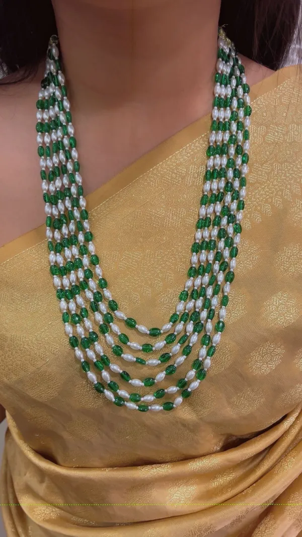 Green_And_White_Beaded_Multi_Strand_Necklace_for_Women