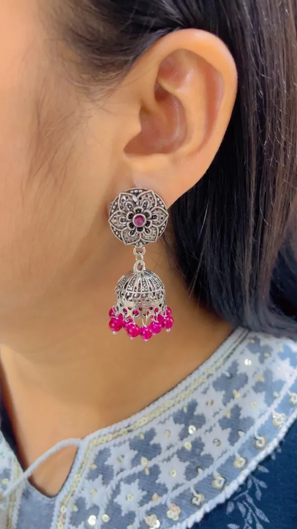 Silver-Tone_Oxidised_Floral_Jhumka_Earrings_for_Women