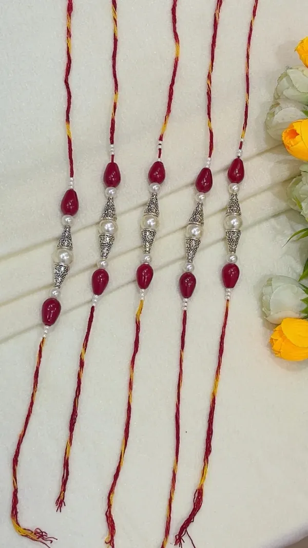Red_Yellow_Thread_Beaded_Rakhi_Set_for_Brothers