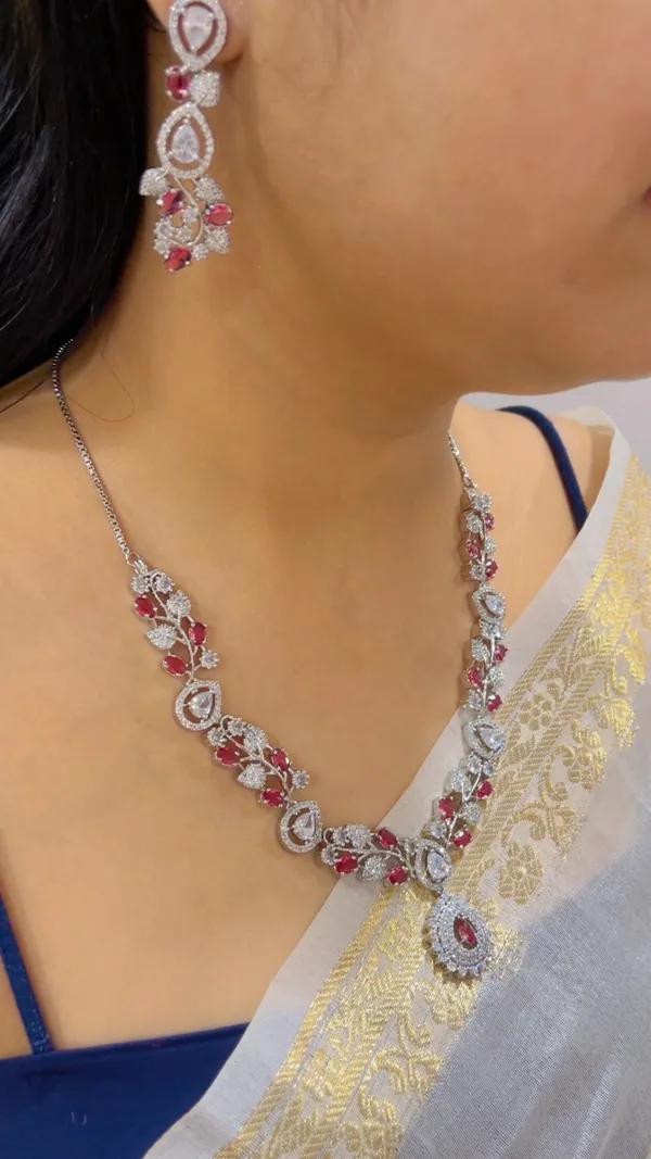 Silver-Tone_Red_Stone_Necklace_Set_for_Women