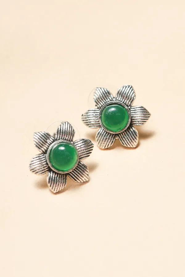 Green_Floral_Stud_Earrings_for_Women