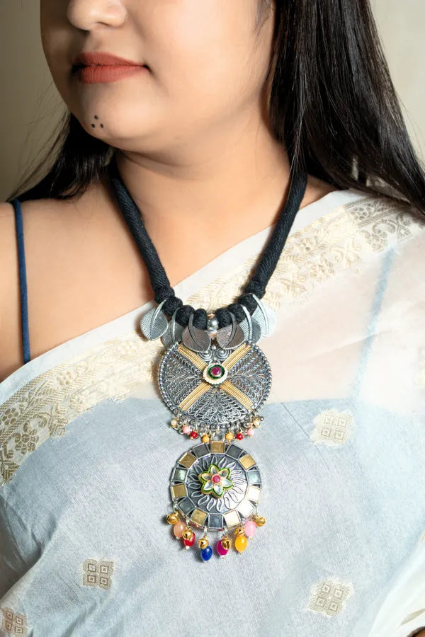 Black_Cord_Oxidized_Silver_Tone_Statement_Necklace_for_Women