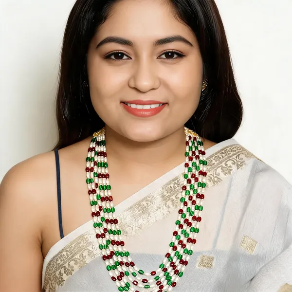 Red_Green_White_Beaded_Multistrand_Necklace_for_Women