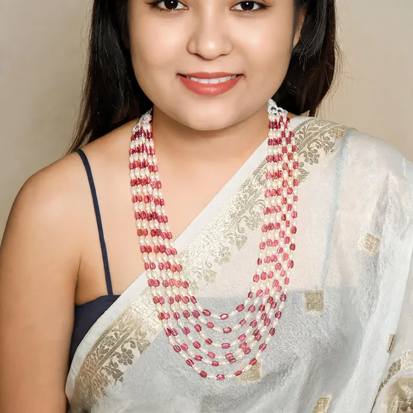 Pink_And_White_Beaded_Layered_Necklace_for_Women