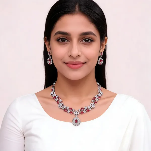 Silver-Tone_Red_Stone_Necklace_Set_for_Women