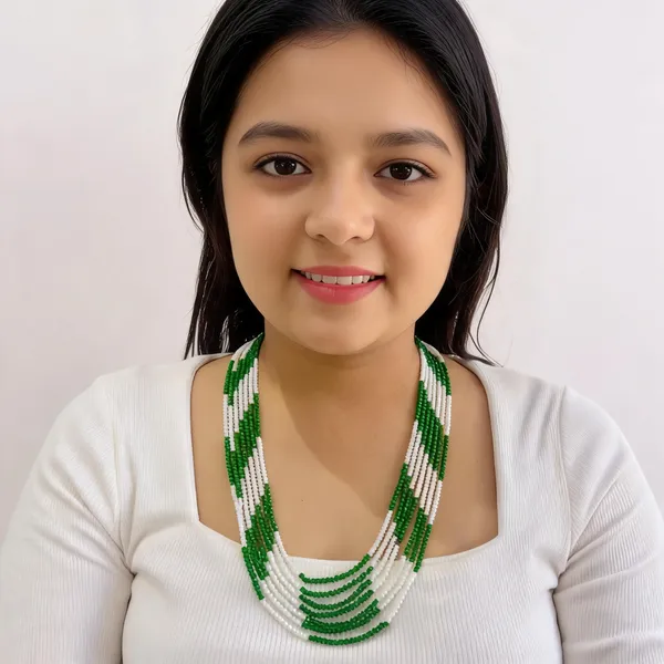 Green_And_White_Beaded_Multi-Strand_Necklace_for_Women