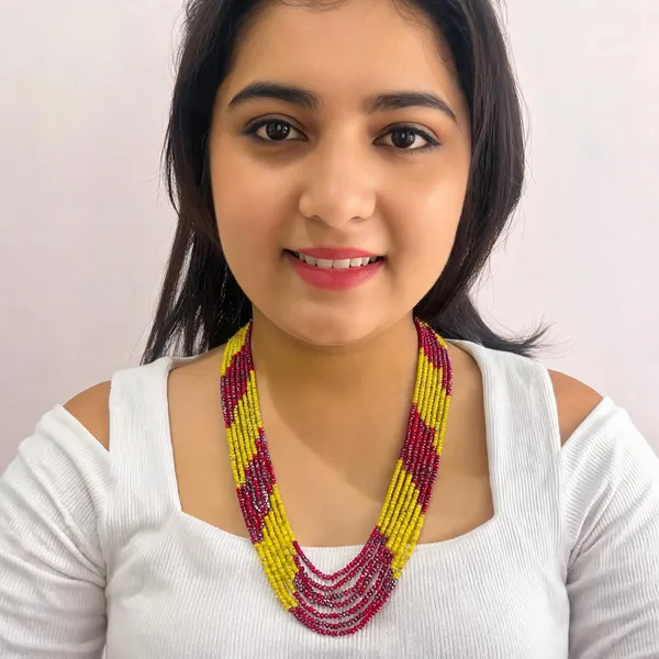 Yellow_Red_Beaded_Necklace_Set_for_Women