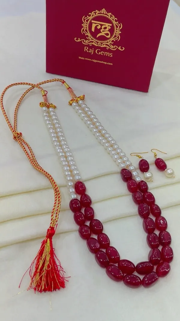 Red_Pearl_Beaded_Necklace_And_Earrings_Set_For_Women