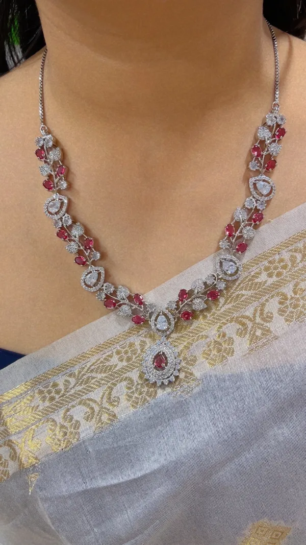 Silver-Tone_Red_Stone_Necklace_Set_for_Women