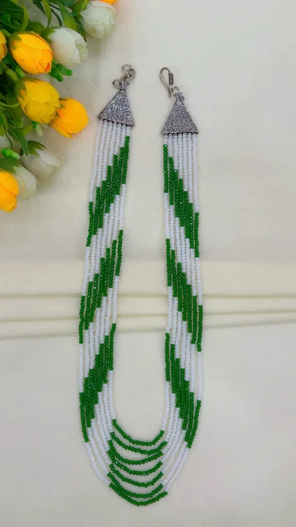 Green_And_White_Beaded_Multi-Strand_Necklace_for_Women