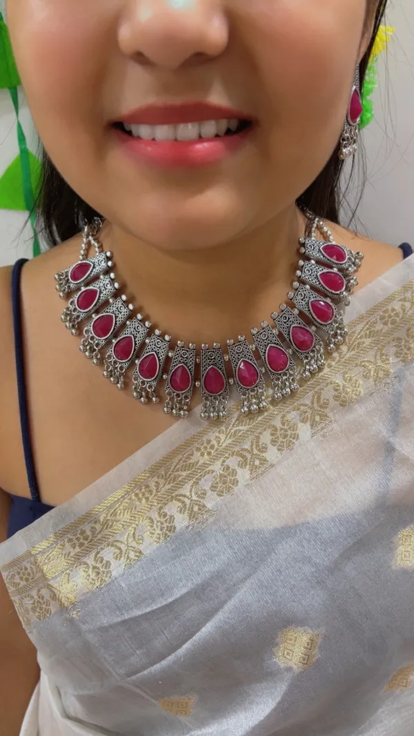 Red_Stone_Oxidised_Necklace_Set_for_Women
