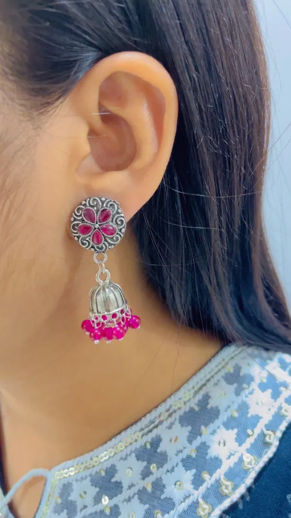 Pink_Silver_Tone_Floral_Jhumka_Earrings_for_Women