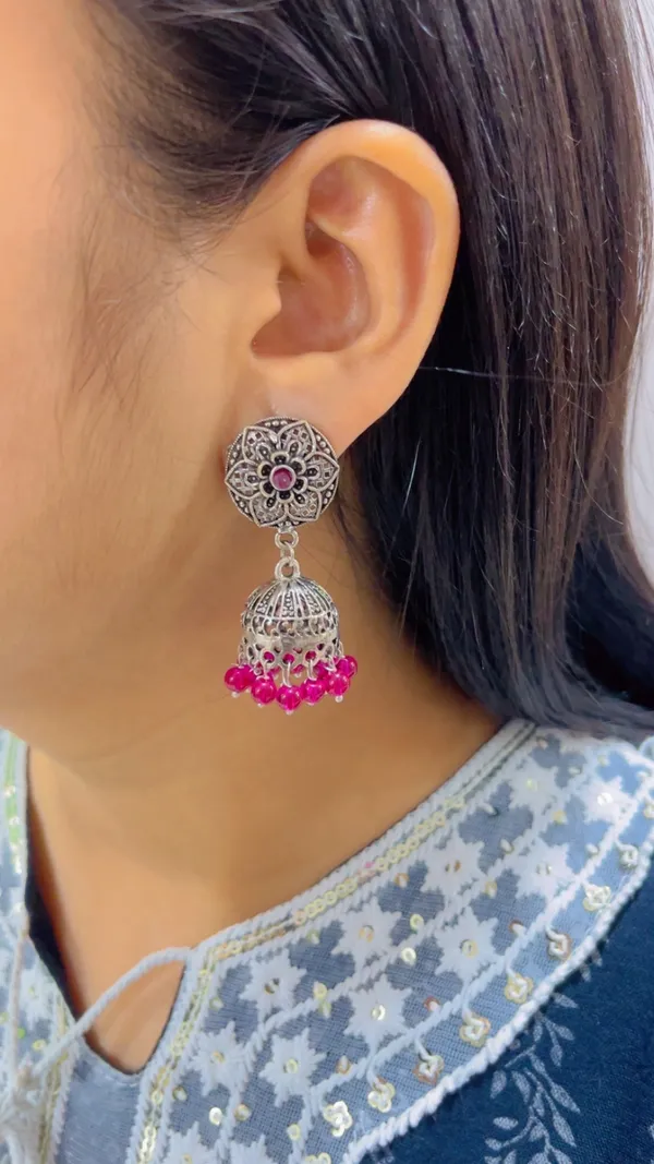 Silver-Tone_Oxidised_Floral_Jhumka_Earrings_for_Women