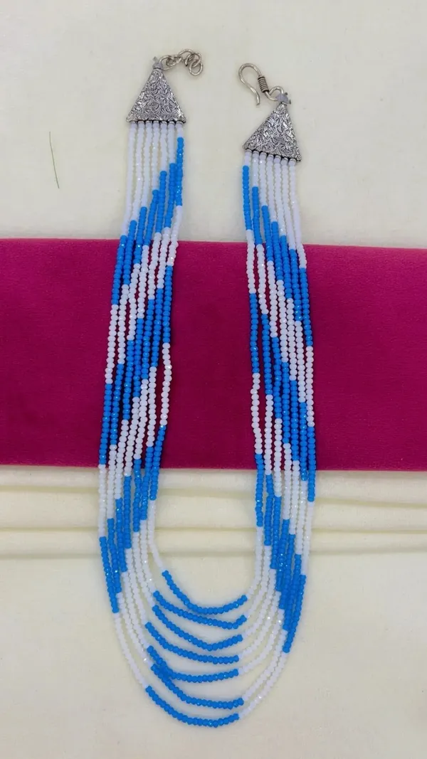 Blue_And_White_Beaded_Multi_Strand_Necklace_for_Women