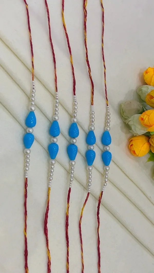 Blue_Beaded_Thread_Rakhi_Set_Of_5_for_Brothers