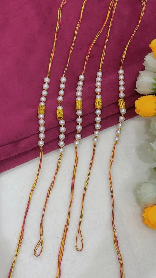 White_Pearl_Beaded_Rakhi_Set_For_Brothers
