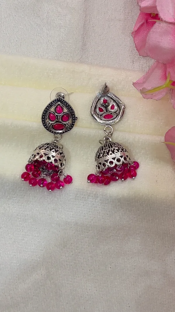 Silver_Tone_Pink_Stone_Jhumka_Earrings_for_Women