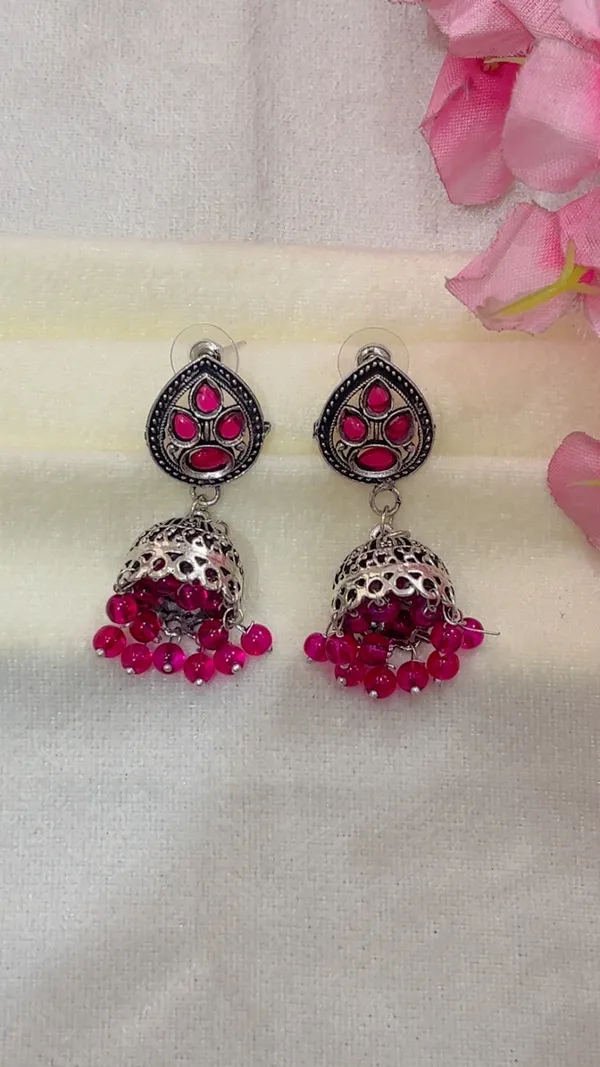Silver_Tone_Pink_Stone_Jhumka_Earrings_for_Women